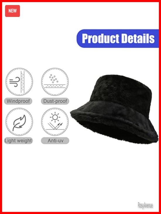 Women Plush Fluffy Bucket Hat Warm Lining Winter Faux Fur Cozy Wide Brim main image 4